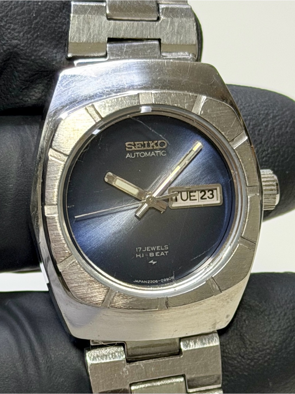 Seiko Hi-Beat 2206-0679 Automatic DayDate Blue Dial Ladies’ Silver SS 26mm Watch